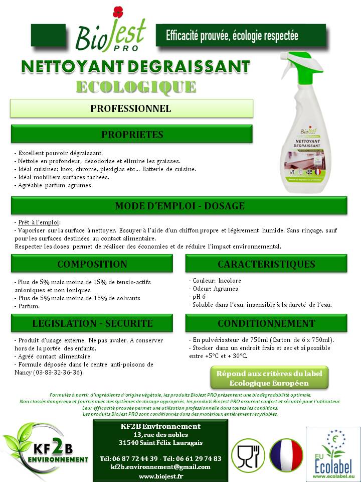 Nettoyant inox Ecolabel alimentaire -Voussert